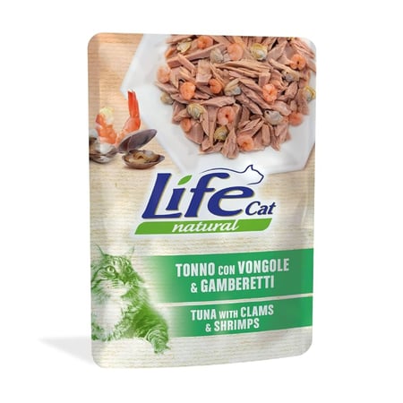 لايف كات طعام رطب تونا مع المحار والروبيان 70 جرام