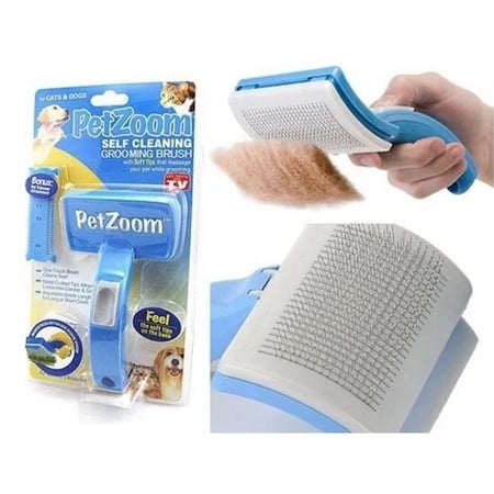 مشط بكبسة تنظيف ذاتي للقطط والكلاب