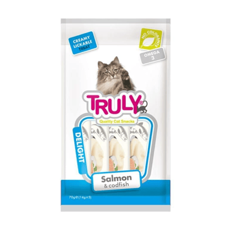 TRULY مكافأت سالمون وسمك القدللقطط (5×14 جرام)