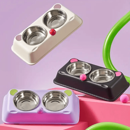 صحن طعام ستاليس مزدوج بعدة الوان