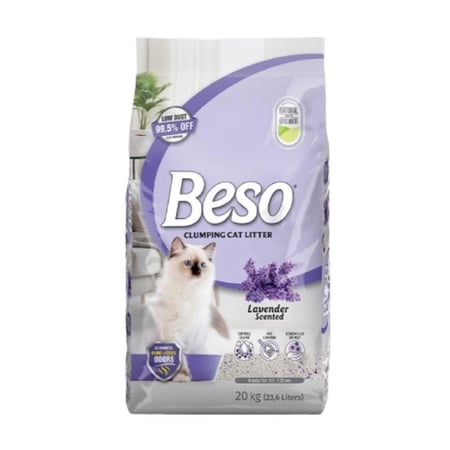 رمل قطط بيسو برائحة اللافندر (23.6 لتر- 20 كيلو)