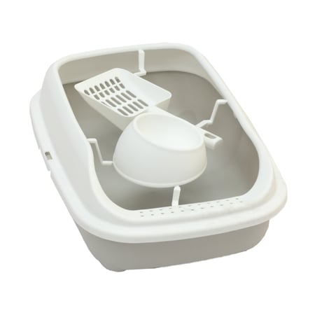 ليتر بوكس للقطط الصغيرة مع صحن طعام ومجرفة(39×27×8)سم (عدة الوان)