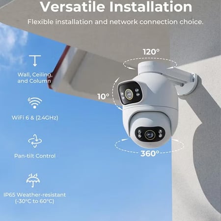 كاميرا IMILAB EC6 ديوال برو WiFi IP بدقة 3K + 3K رؤية ليلية ذكية تتبع الحركة بالذكاء الاصطناعي توافق أليكسا مساعد جوجل لأمان المنزل