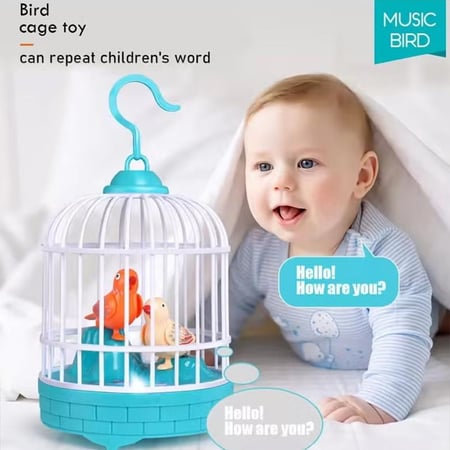 لعبة قفص الطيور التي تعمل بالصوت، هدايا ألعاب الببغاء للأطفال الرضع والأطفال الصغار