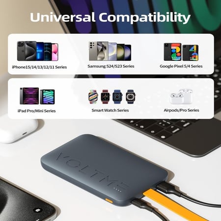 بنك طاقة فولت مي هايبركور ١٠٠٠٠ مللي أمبير مع حزام | قدرة إخراج ٢٢.٥ واط | كابل مدمج من نوع يو إس بي-سي | تصميم فائق الصغر بسعة ١٠٠٠٠ مللي أمبير | هيكل ناعم الملمس - وردي