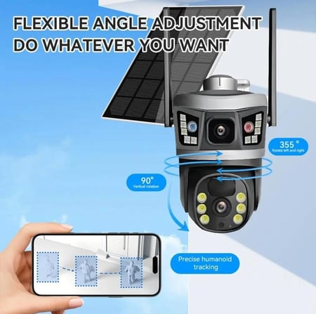 كاميرا مراقبة ذكية تعمل بالطاقة الشمسية من نوع PTZ (تحريك وإمالة وتكبير) من ماركة CHAPPELINE، طراز KM01