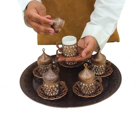 فنجان قهوة تركي نحاسي عثماني 6 فنجان