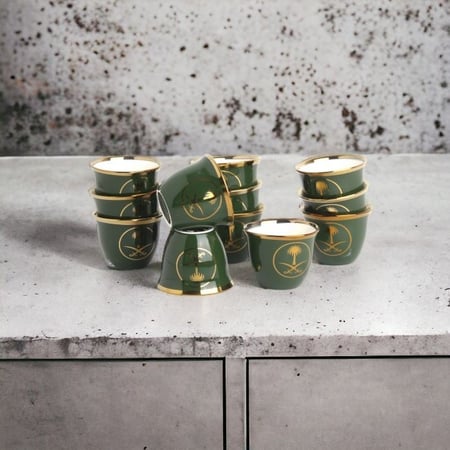 فنجان سيفين ونخلة - أخضر