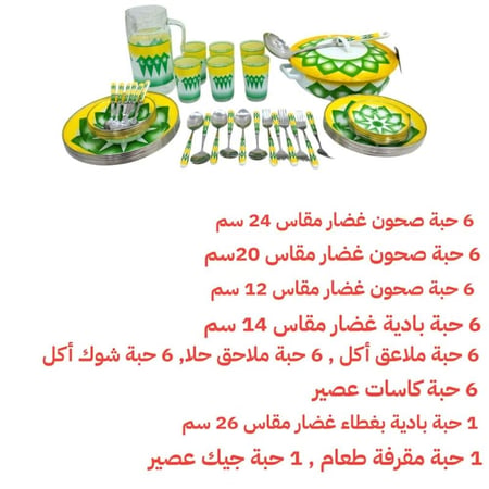 طقم عشاء غضار ملكي يكفي ست أشخاص أخضر