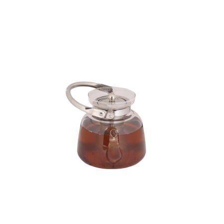 ابريق قزاز شفاف يد استيل فضي