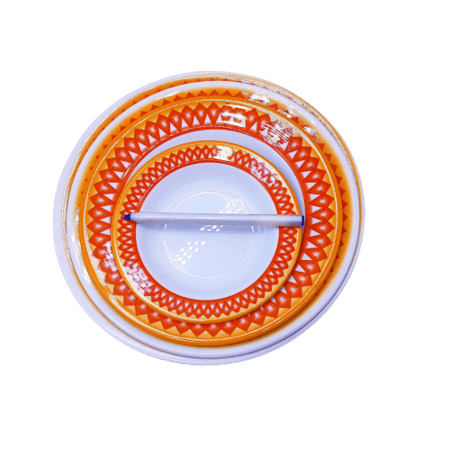 صحن ميلامين غضار عميق أحمر