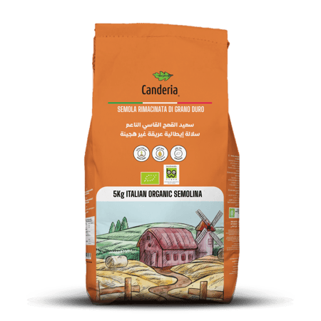 دقيق السميد عضوي من القمح القاسي مع جنين القمح