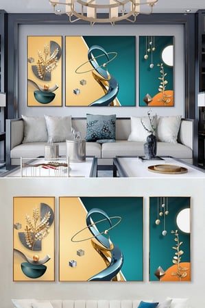 لوح جدارية ثلاث قطع مودرن كبير