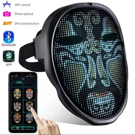 قناع ليد LED مضيء متحول مع تحكم بالصور من التطبيق