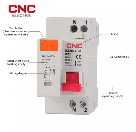 قاطع 32 أمبير MCB RCBO