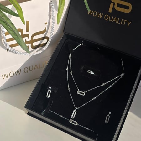 طقم ميسيكا الفاخر مكون من 4 قطع فضي - ذهبي مستوحى