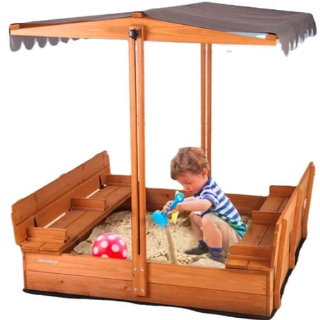 صندوق رمل خشبي بكراسي ومظلة