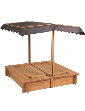 صندوق رمل خشبي بكراسي ومظلة