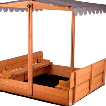 صندوق رمل خشبي بكراسي ومظلة