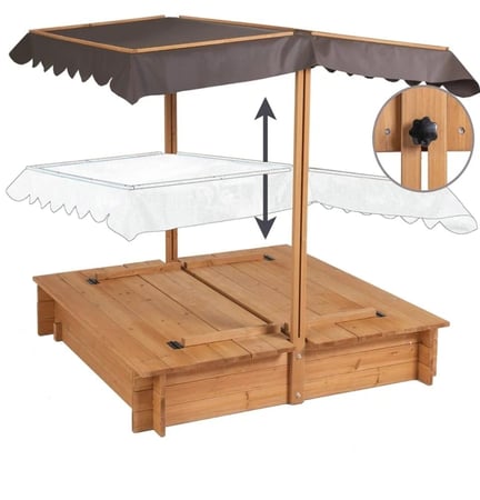 صندوق رمل خشبي بكراسي ومظلة