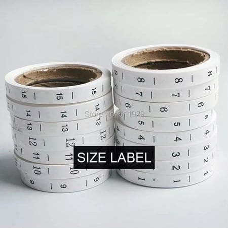 شريط ليبل مقاسات حروف وارقام لاظهار مقاس الملابس