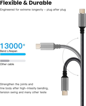 هوكوول كيبل USB C الى HDMI نوع C الى HDMI 4K مضفر بالنايلون بطول 6 قدم 1.8 متر سلك نحاسي نقي عالي السرعة لماك بوك برو وماك بوك اير وايباد برو وبيكسل بوك واكس بي اس وجالكسي وثاندربولت 3