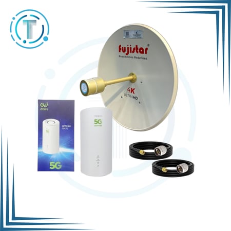 بكج صحن فوجي ستار  مع راوتر معدل CPE 5 يشغل جميع الشبكات H155-383
