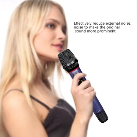 ميكروفون لاسلكي بشاشة LCD بريسيفر بنظام التقاط قوي وتردد فوق العالي مناسب للكاريوكي Microphone