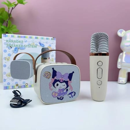 سماعة كرومي مع مايك مكبر صوت بلوتوث الة كاريوكي kuromi Headphone with Mic Bluetooth Speaker Karaoke Machine