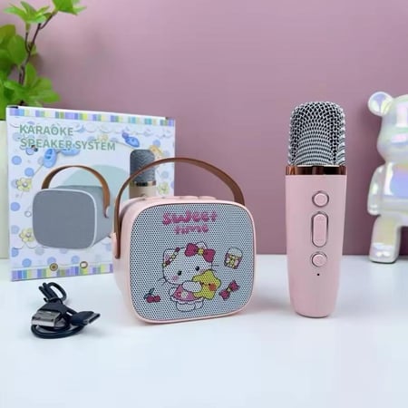 سماعة هالو كيتي مع مايك مكبر صوت بلوتوث الة كاريوكي Hello Kitty Headphone with Mic Bluetooth Speaker Karaoke Machine