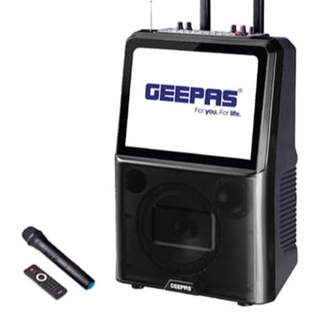 سماعة صوت جيباس قابل للشحن مع شاشة 14 بوصة LED أسود Geepas Rechargeable Speaker with 14 Inch LED Screen Black