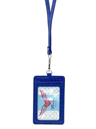 حامل البطاقة على الرقبة من الجلد الفاخر