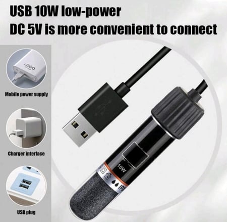 سخان مغمور USB بقوة 10 وات ودرجة حرارة 26 للأحواض الصغيرة