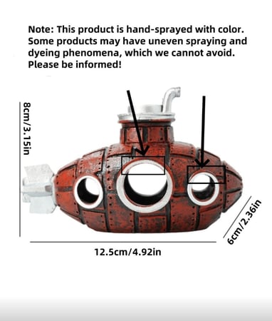 ديكور حوض السمك على شكل غواصة واقعية من الراتنج