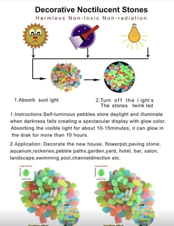 قطع أحجار ملونة مضيئة للحدائق والأسطح والاستخدام المتعدد
