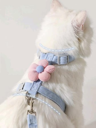 هارنس /صدرية مع مقود شكل زهرة للقطط والكلاب