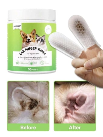 مناديل اصبع لتنظيف الأذن للقطط والكلاب