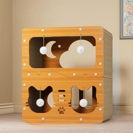 منزل قطط فاخر متعدد المستويات والشقق مع خداشة