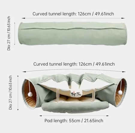 سرير مع لعبة النفق للقطط