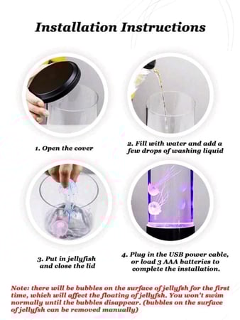 ديكور حوض السمك بتصميم قنديل البحر إضاءات متعددة تحكم عن بعد