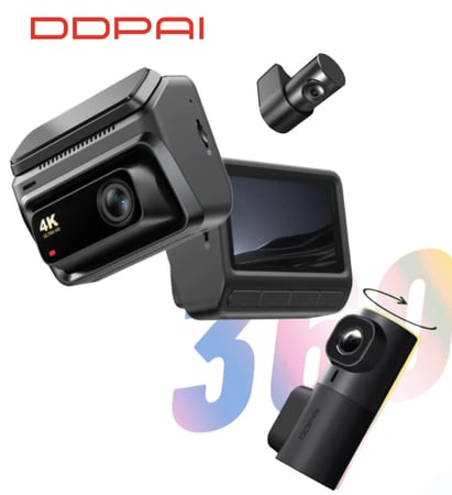 داش كام ثلاثية DDPAI Z60 - 4K أمامية + خلفية + داخلية + ذاكرة( ١٢٨ ) + كيبل فيوزات dashcam