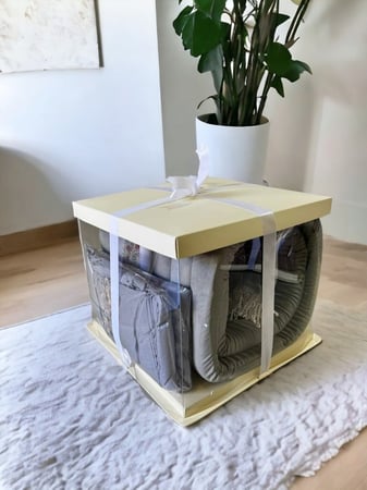 طقم سجادة الصلاة مع شرشف رمادي