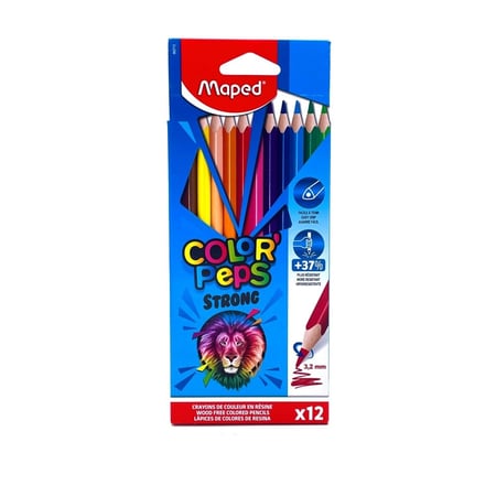 أقلام تلوين خشبية كلربيبس سترونق (3.2 مم) من مابيد - 12 لون