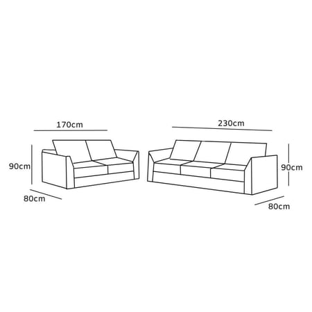طقم كنب قطعتين-  رمادي