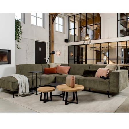 كنب زاوية أخضر حرف L مودرن لغرفة المعيشة