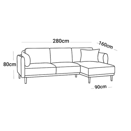 كنب زاوية لون رمادي حرف L بتصميم راقي
