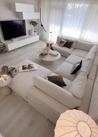 كنب زاوية حرف U بيج مودرن بتصميم فخم