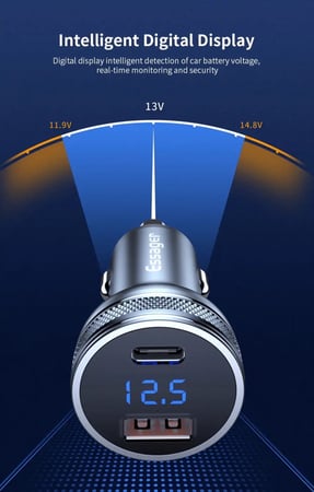شاحن جوال  سياره من Essager مع قارء البطارية