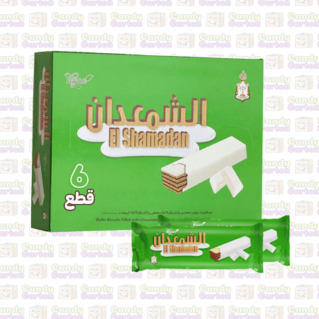 بسكويت ويفر الشمعدان الاخضر محشو ومغطى بالشوكولاتة البيضاء 6قطعة 72 جرام El Shamadan Wafer Green with white chocolate 6pec 72g