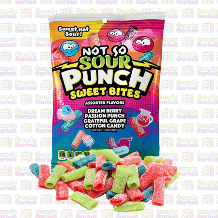 حلوى مطاطية حامضة سور بانش بنكهات متنوعة 105 جرام Sour Punch Sweet Bites Assorted Flavors Cotton Candy,